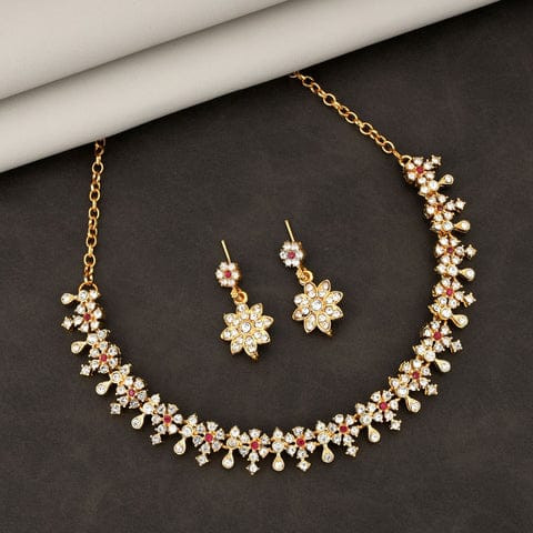 Gold-plated necklace and earring set