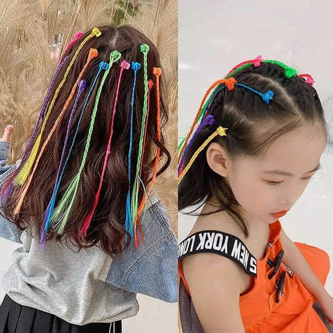 Kids Hair Extensions with Hair Clips – Colorful Hair Braid Decorative Claw Clips Set for Girls, Party, Dress-Up & Everyday Styling (6 Pc Mix Color)