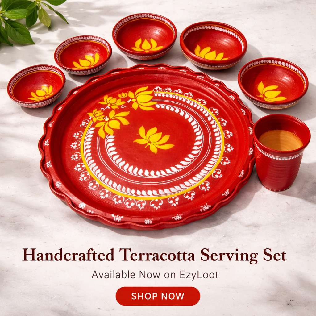 Handmade Terracotta Thali Plate | Traditional Indian Handcrafted Serving Plate