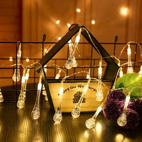 Decorative LED Lighting Chain with Crystal Water Drop Bulbs 3mtr -1pc